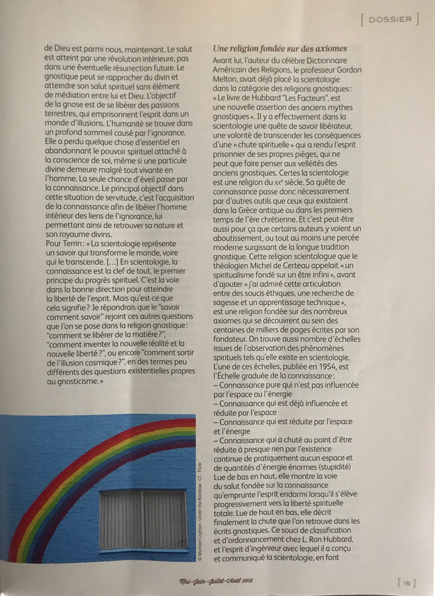 Article sur la scientologie et la gnose dans le magazine Rebelles Article sur la scientologie et la gnose dans le magazine Rebelles