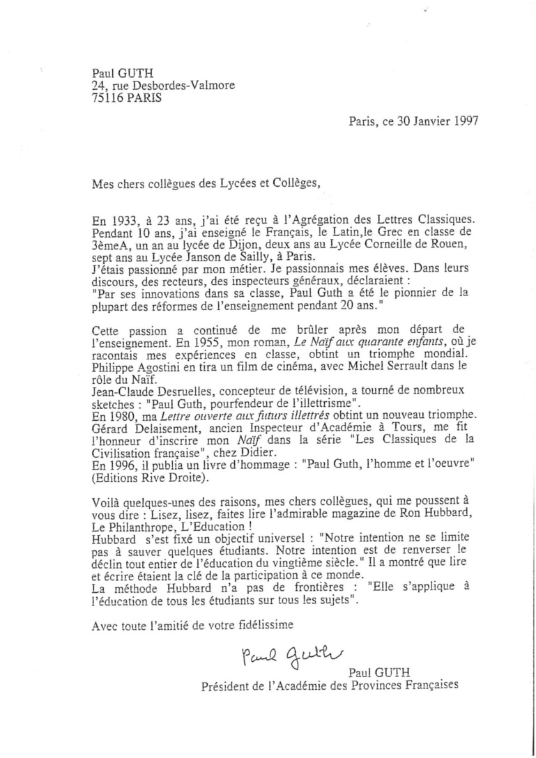 Paul Guth et la technologie de l'étude de L. Ron Hubbard Paul Guth et la technologie de l'étude de L. Ron Hubbard