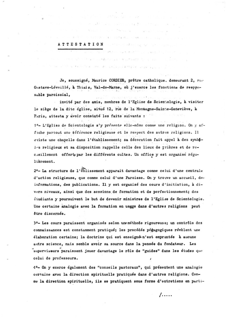 Maurice Cordier et la Scientologie