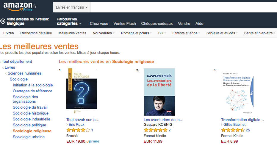 Le livre Tout Savoir sur la Scientologie n°1 des ventes Sociologie Religieuse chez Amazon