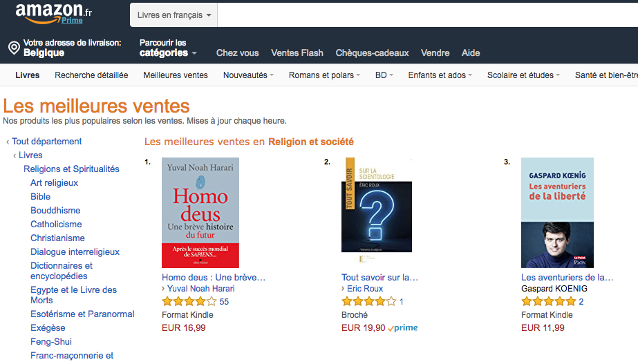 Le livre Tout Savoir sur la Scientologie n°1 des ventes Sociologie Religieuse chez Amazon