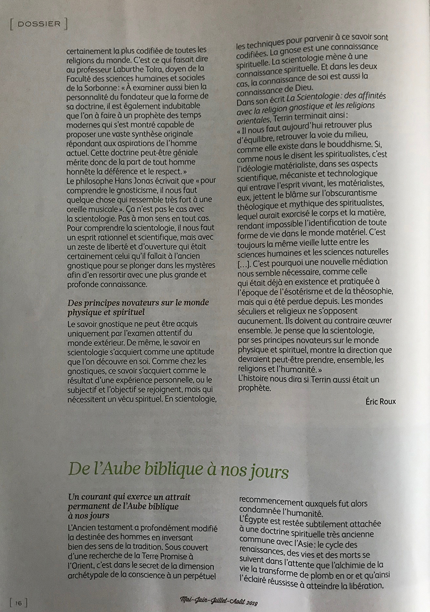 Article sur la scientologie et la gnose dans le magazine Rebelles Article sur la scientologie et la gnose dans le magazine Rebelles