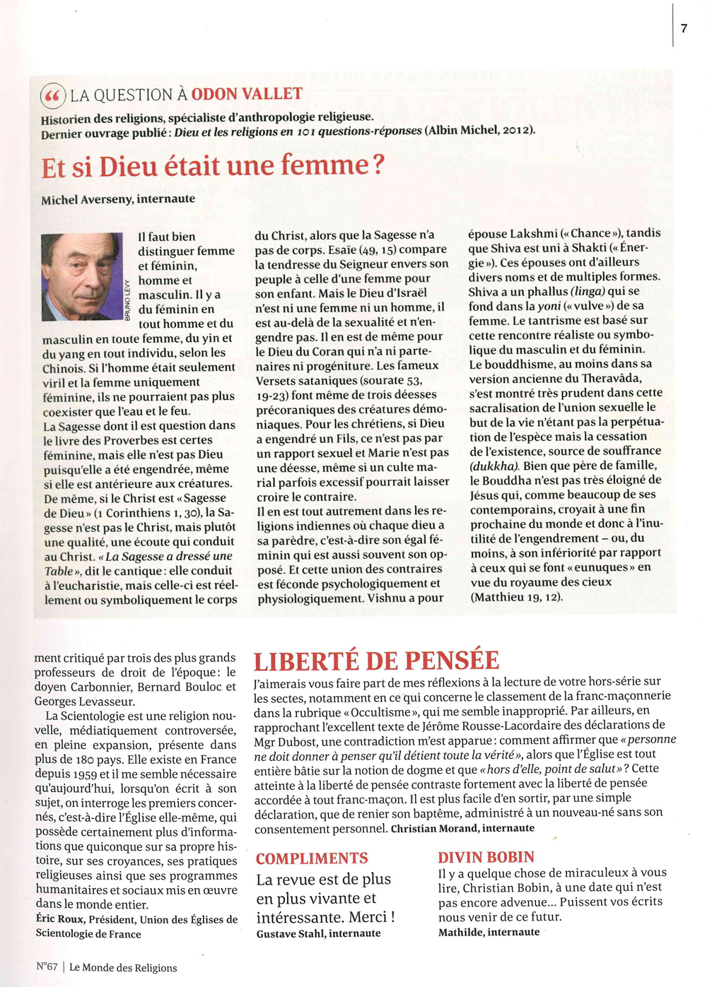 Article dans le Monde des religions