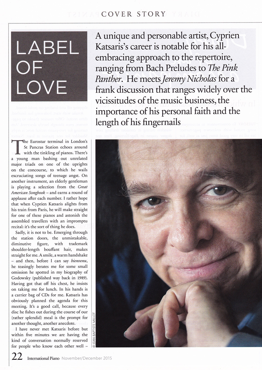 Cyprien Katsaris à la une de Piano International Cyprien Katsaris à la une de Piano International