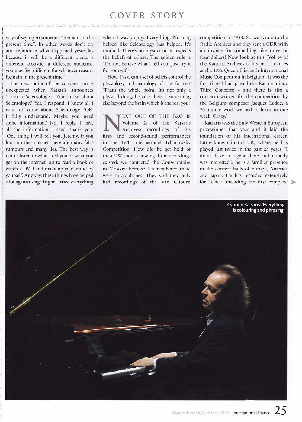 Cyprien Katsaris à la une de Piano International Cyprien Katsaris à la une de Piano International