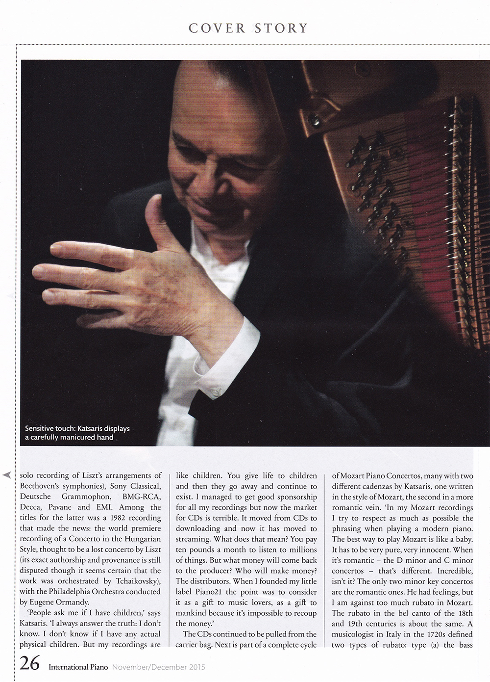 Cyprien Katsaris à la une de Piano International Cyprien Katsaris à la une de Piano International