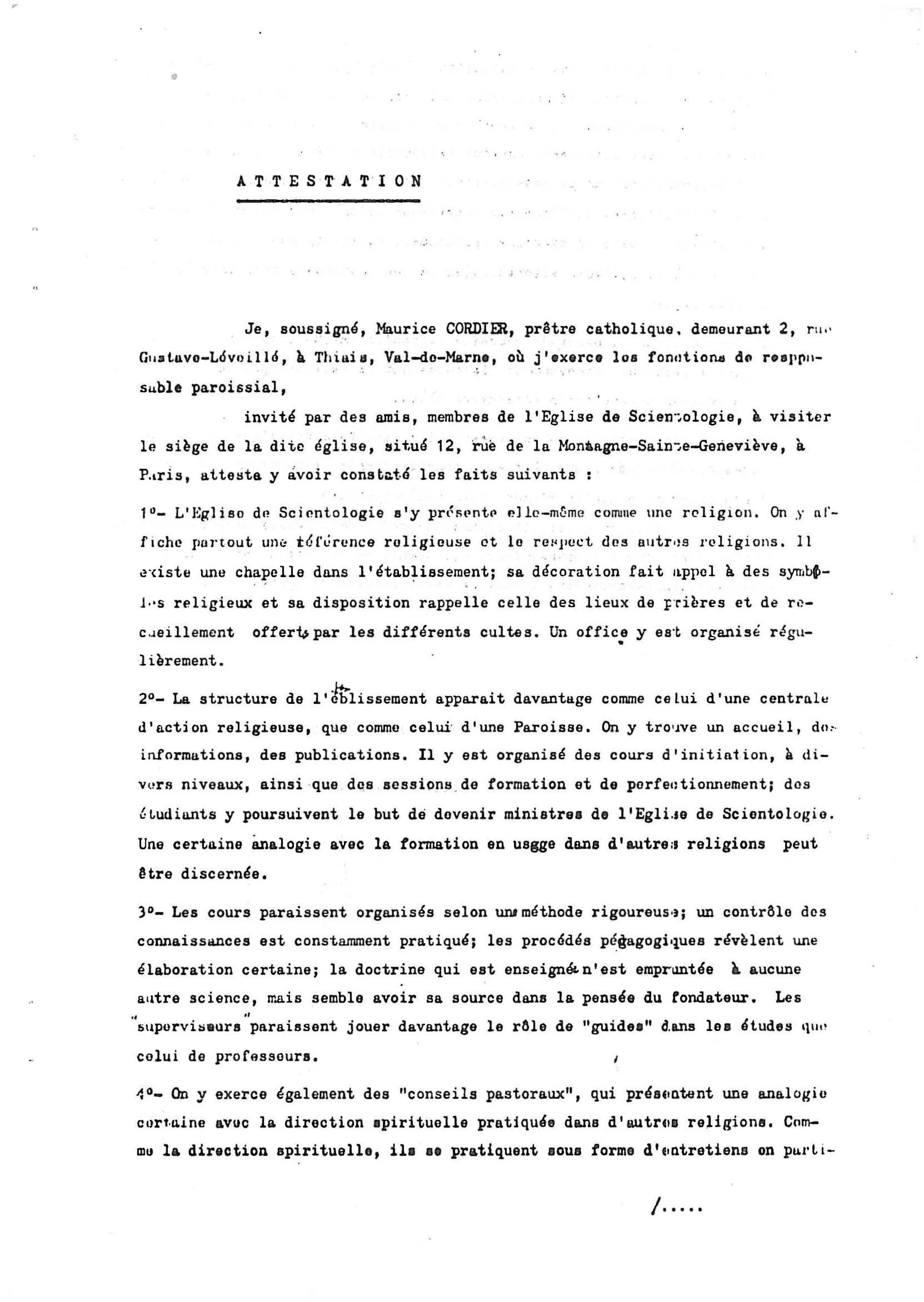 Maurice Cordier et la Scientologie Maurice Cordier et la Scientologie