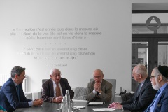 Eric Roux, Marc Bromberg, Prof Thomas Gergely, Cardinal Jozef de Kesel et le Grand-rabbin Albert Guigui, à l&rsquo;Eglise de Scientology de Bruxelles